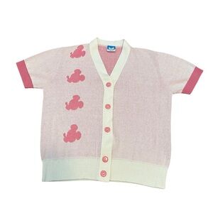 Vintage 80s Disney Mickey Mouse Short Sleeve Cardigan Women's Size S